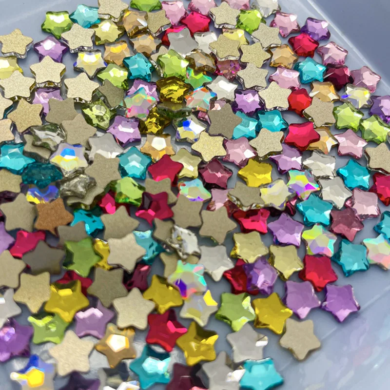 Shuaizhi Factory Star Colorful Flat Back Rhinestones Loose Non Hot Fix Crystal Glass Glue On Nails Rhinestone