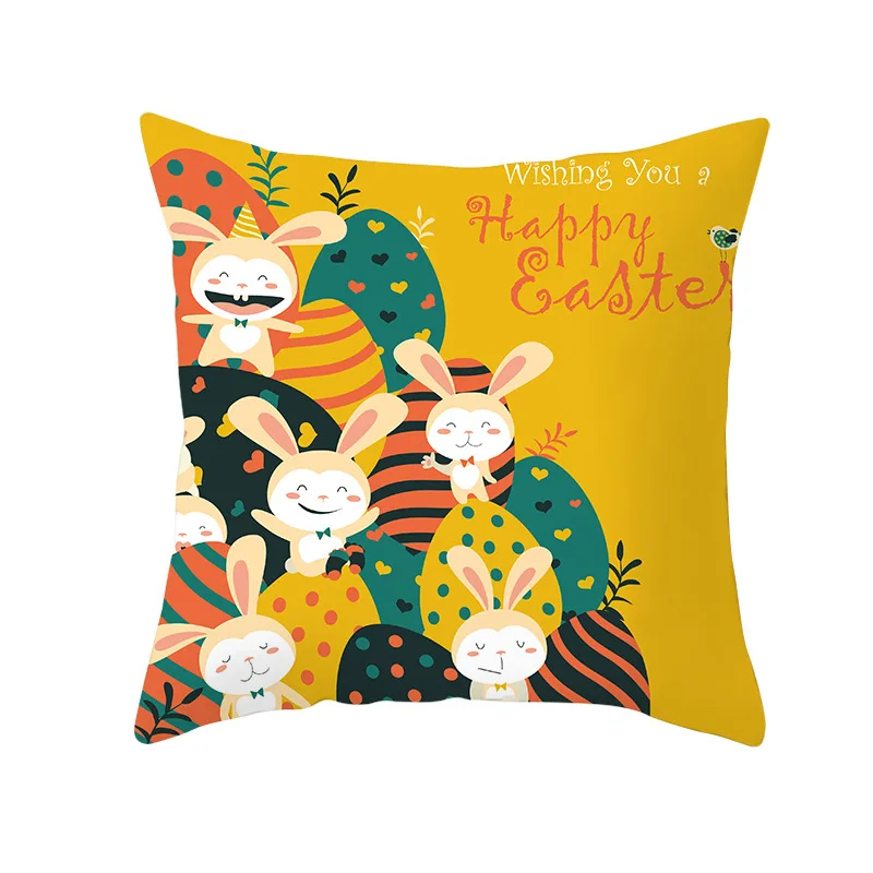 Farmhouse Easter Bunny Throw Pillow Covers Rabbit Egg Cushion Cover Pillowcase for Easter Home Car Sofa Decor