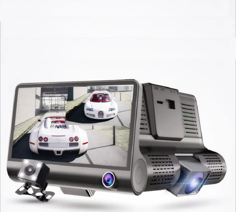 Wholesale Car DVRs 4 Inch Car Camera FHD 1080P Auto Recorder Dash Cam 3 Camera lens with Rear View Camera Night Vision