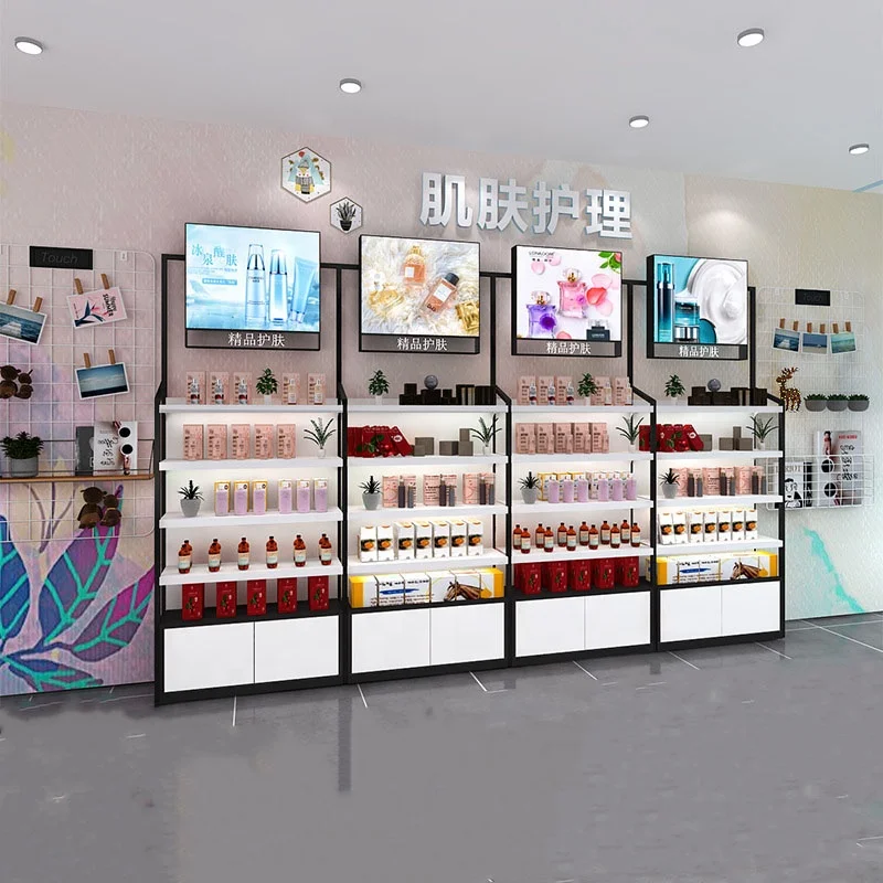 Customized Shelves Racking Storage Fixtures Exhibition Perfume Cosmetic Display Shelf Cabinet Showcase Rack