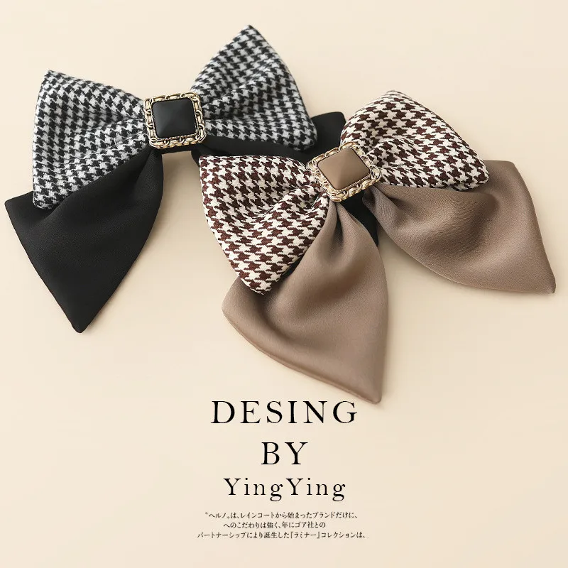 Tiktok Product Korean Pearl Rhinestone Bows Barrettes Hairpin Hairclip Bun Net Fabric Cover Hair Clips Accessories