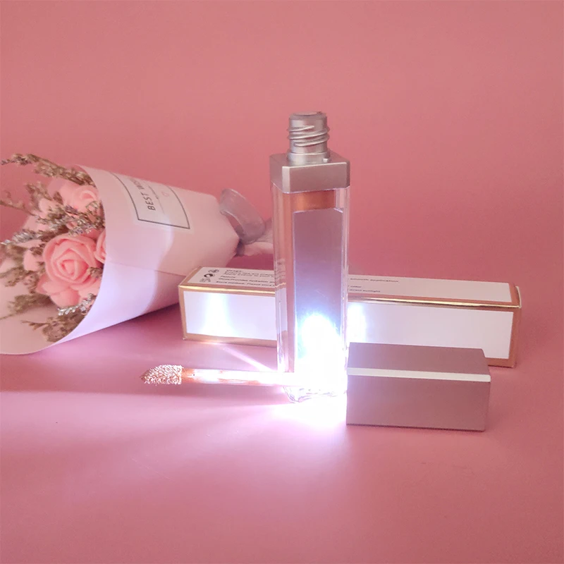 Customized logo lip gloss LED light lip gloss lip stick matte color