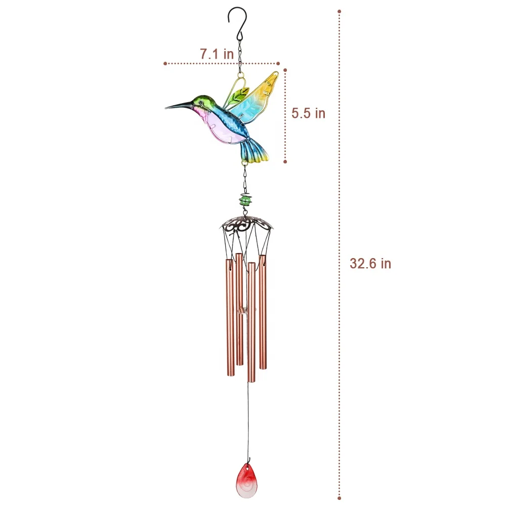 Wholesale Stain Glass Hummingbird Wind Chimes Suncatchers for Window, Home, Garden, Yard Decoration Indoor Outdoor Decor