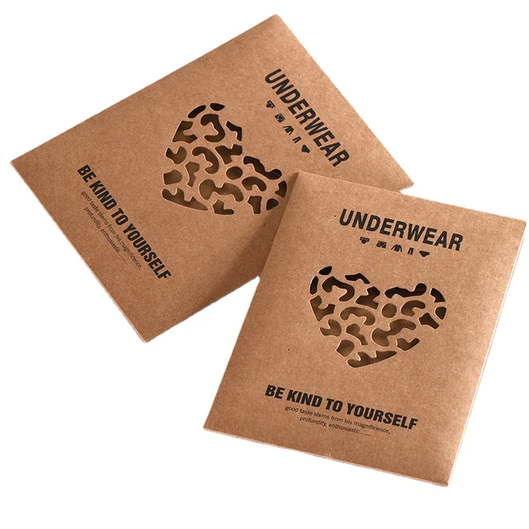 Biodegradable craft paper envelope for underwear packing Custom logo women panty packaging envelopes