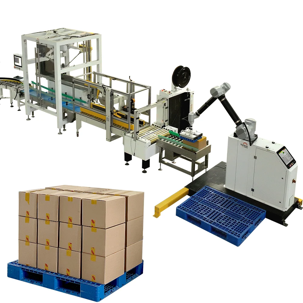 High performance carton box case packaging system Fully automatic Case packer and palletizer packaging line