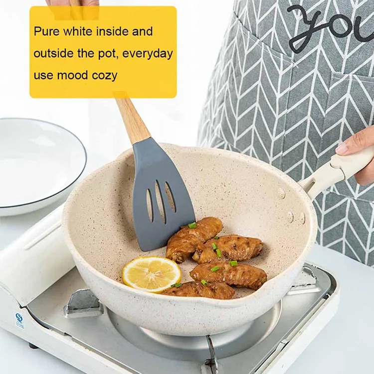 Wholesale High Quality Multi Purpose Maifan Stone Aluminum Alloy Non Stick Household Frying Pan