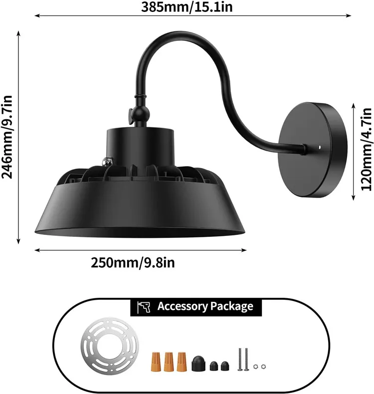 Goose neck 180 degree adjustable led barn lamp fixture exterior SAA C-tick RCM CE  ip65 Waterproof 100-347V 230V Yard led
