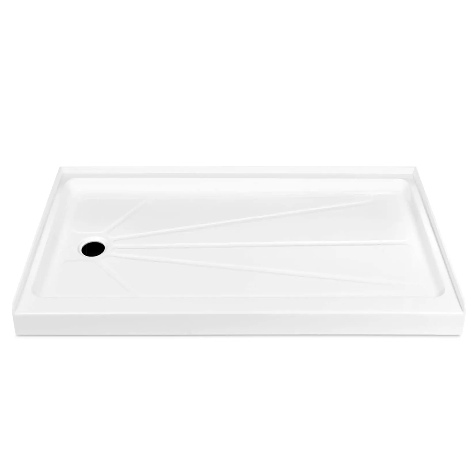 Customize Nonslip White Left Drain Resin Shower Tray Pan Single Threshold Shower Base 60 X 32