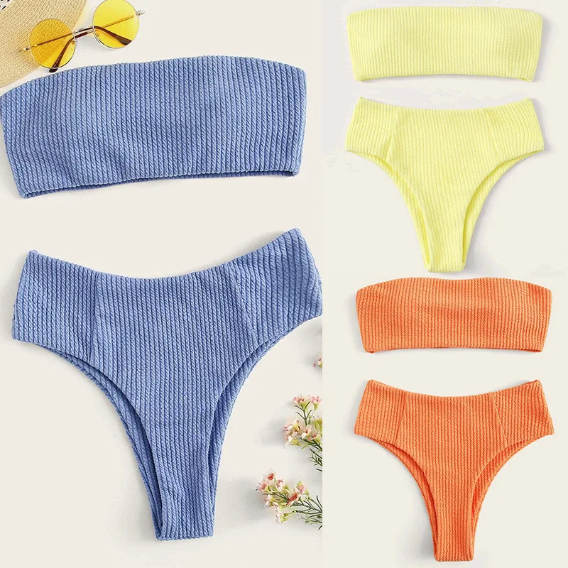 2024 Sexy Bikini Micro Solid Bathing Suit Women Summer Beach Wear Push Up Swim Shorts Bikini Two Piece Set Swimwear