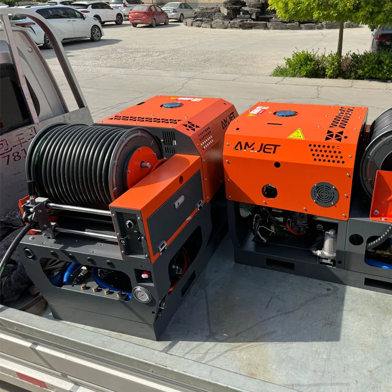 AMJET Accuracy 300bar 40lpm Wireless start sewer drain cleaning machine High pressure sewer jet sewer jetting machine