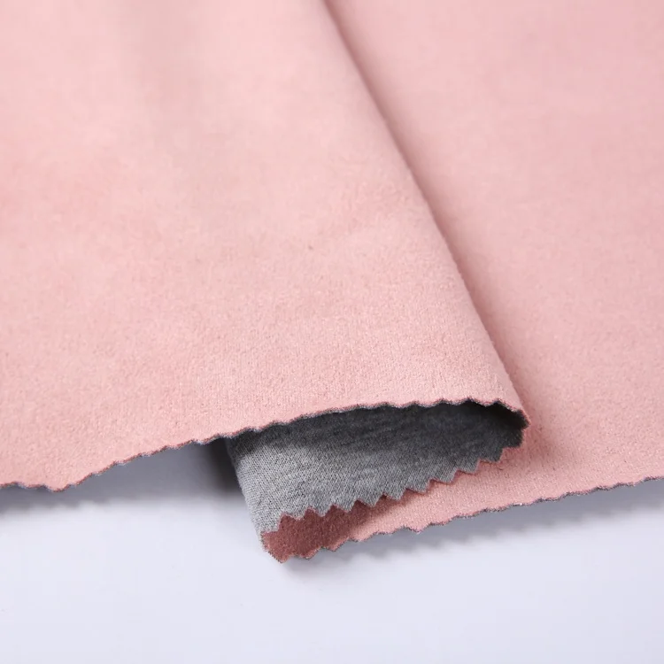 brush polyester microfiber bonding suede textured knit fabric custom