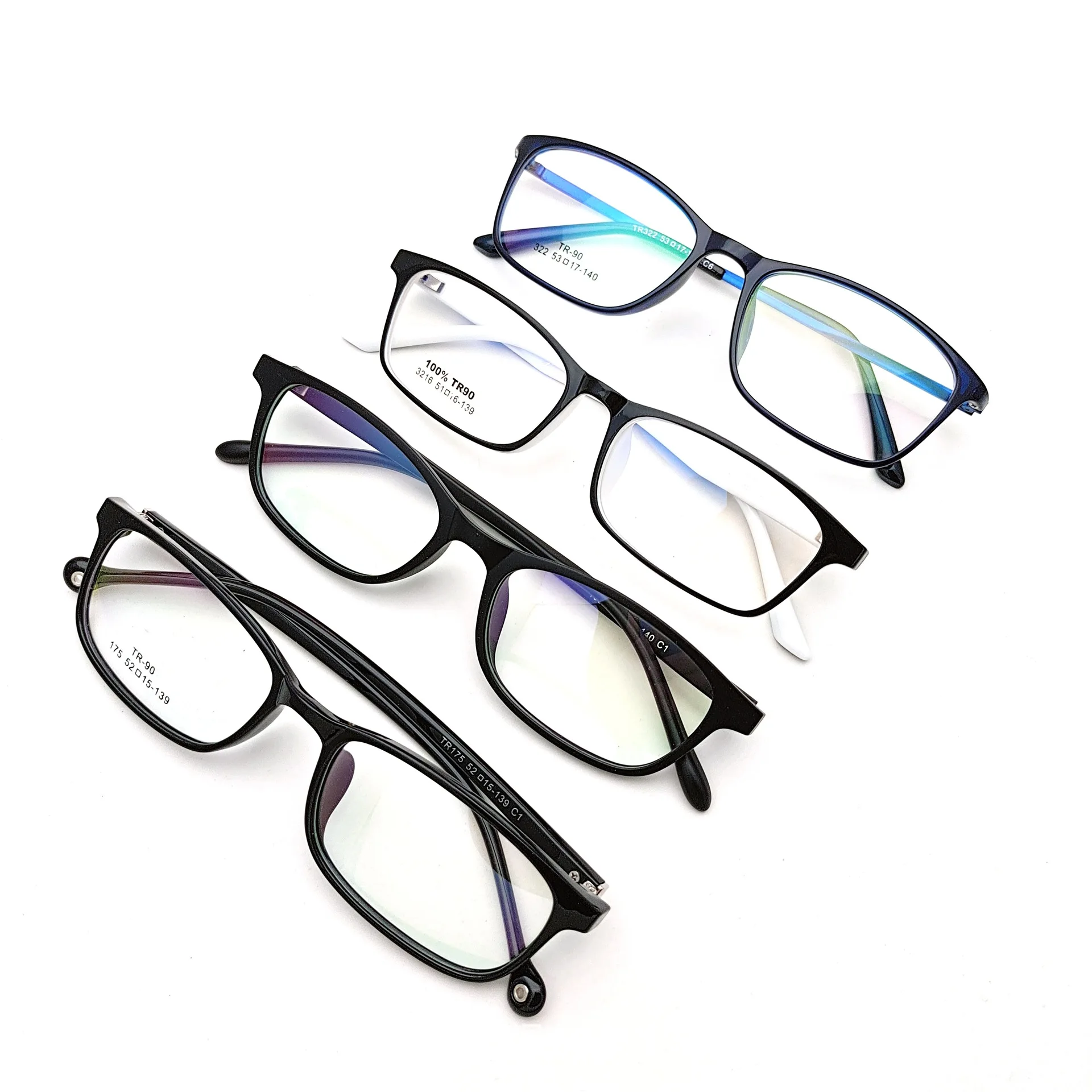 High Quality TR90 Unisex Ultralight and Stock Clearance Fashion Eyeglasses Frames for Male and Female Women TR90 Glasses Random