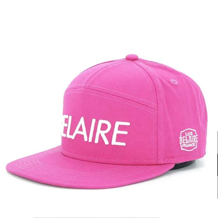 Cap Basketball Vintage Women Hip Hop Caps Wholesale Flat Brim Pink Custom Woven Patch Logo 7 Panel Snapback Hat Trucker Cap