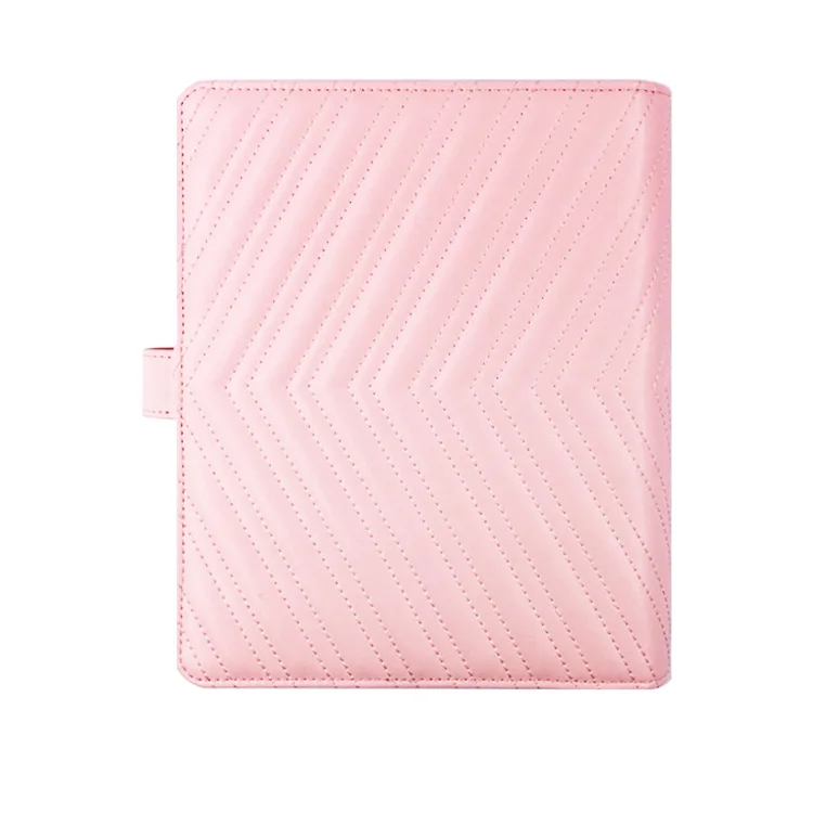 A5 Binder Leather Black Quilted Pu Logo Budget Dividers 6 Ring A5 Empty Leather Binder Planner Cover