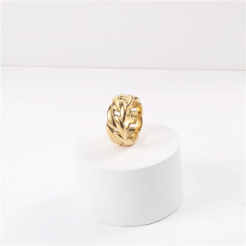 European and American titanium steel new gold thick chain ring INSTAGRAM blogger designer sense of gold plated