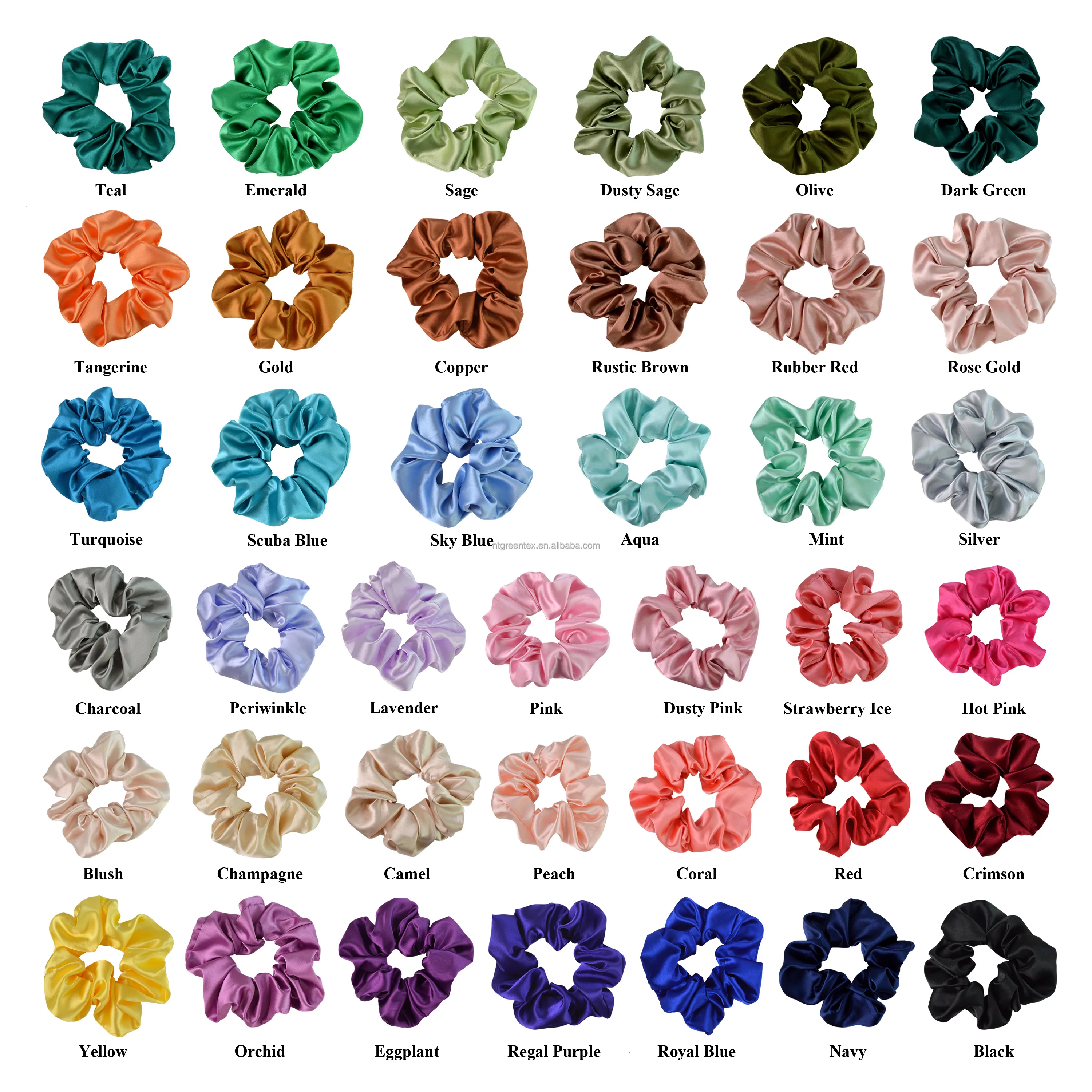 Wholesale Custom LOGO Various Size 136 Colors Hair Ties Smooth Soft High Elasticity Elastic Band Silk Satin Scrunchies