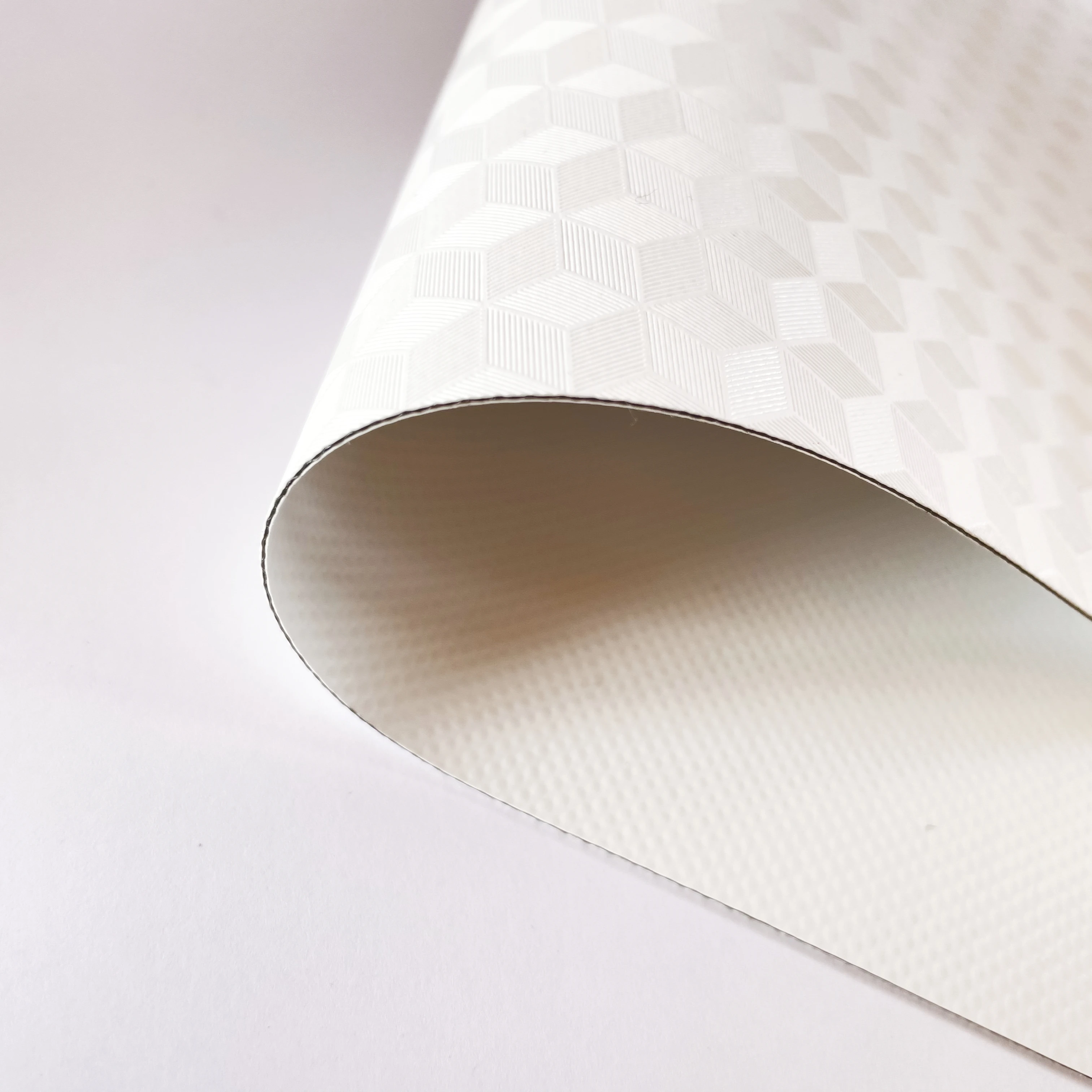 White  850g/m2 1000*1000D 23*23  blockout and double lacquered 100% polyester  3D pvc coated fabric  for shades