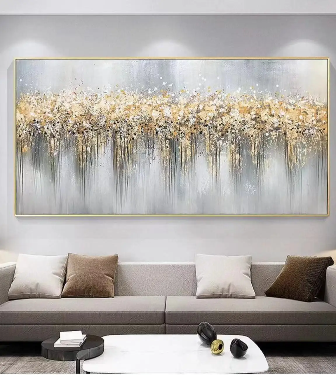 Hot Sale Hand painted Extra Large Wall Art Decor Modern Art Acrylic Star Gold Foil Abstract Oil Painting On Canvas Wholesale