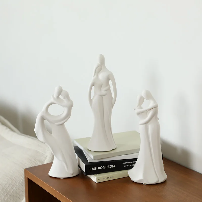 Valentines Lover Hug Kiss Style Abstract Sculpture Statue Collectible Figurines Wedding Gift Home Office Bookshelf Desktop Decor