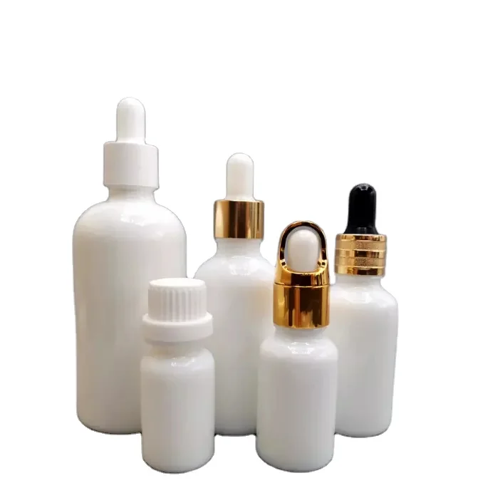 10ml-100ml Luxury Empty White Glossy Glass Essential oil bottle  for Cosmetic Containers White Porcelain Jar  Dropper bottle