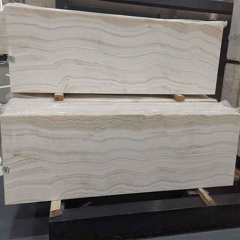 GOLDTOP Backlit Onyx Wall Panel Natural Straight White Wood Vein Marble Onyx Vanilla Onyx Slab