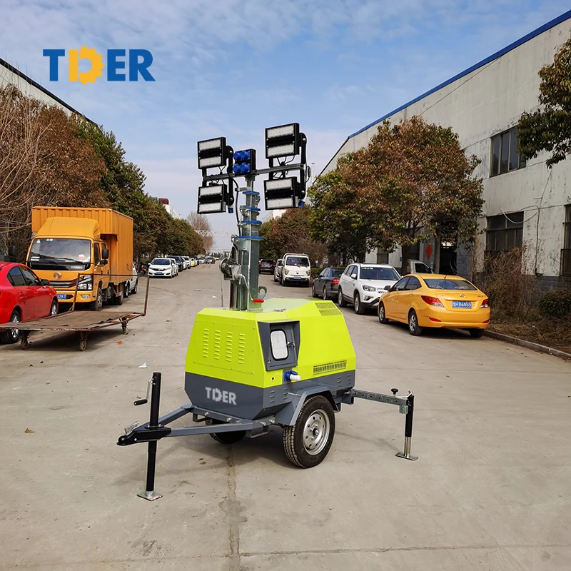TDER new 200W LED Lighting Hydraulic High Mast Diesel Outdoor Mobile 7m Vehicle-Mounted Light Tower