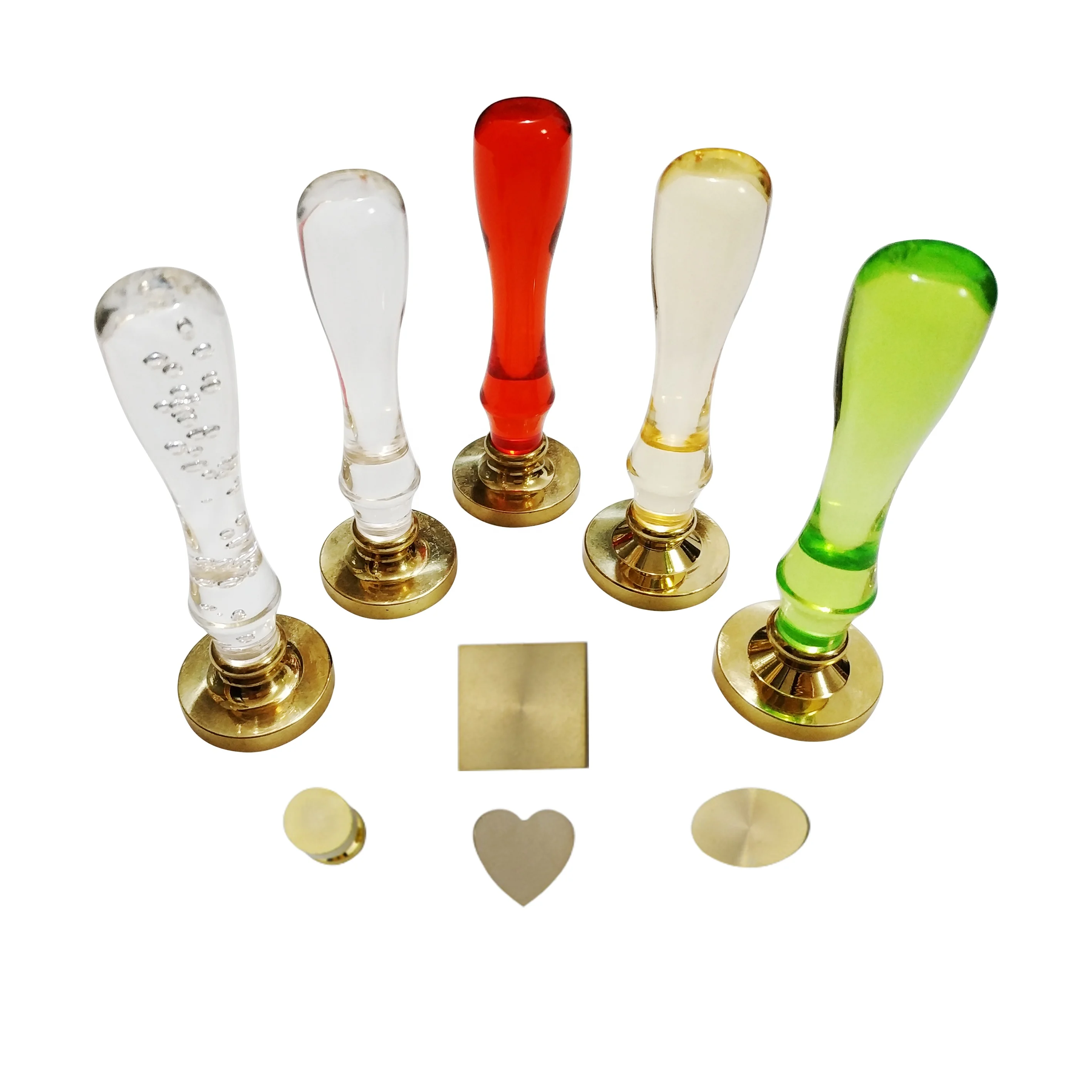 Elegant crystal handle brass heads custom wax seal stamps blank for wedding invitations sealing