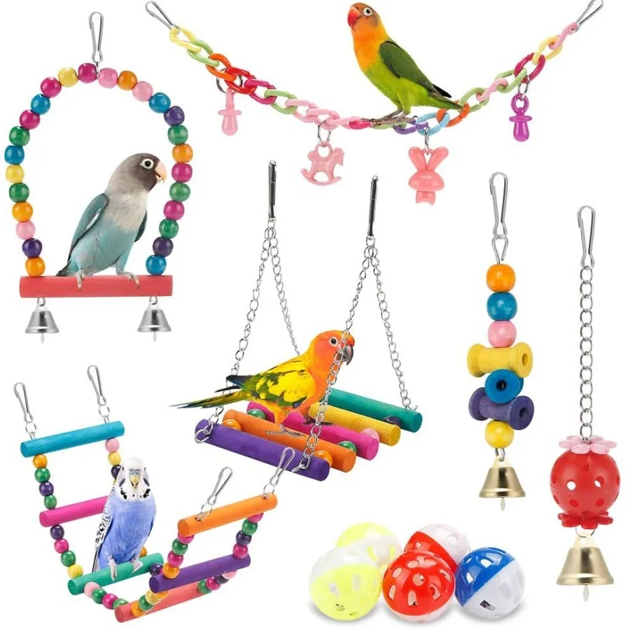 Joysing High Quality Safe Wood Bird Toys Perch and Ferrule for Parrot Chewing High End Pet Toys