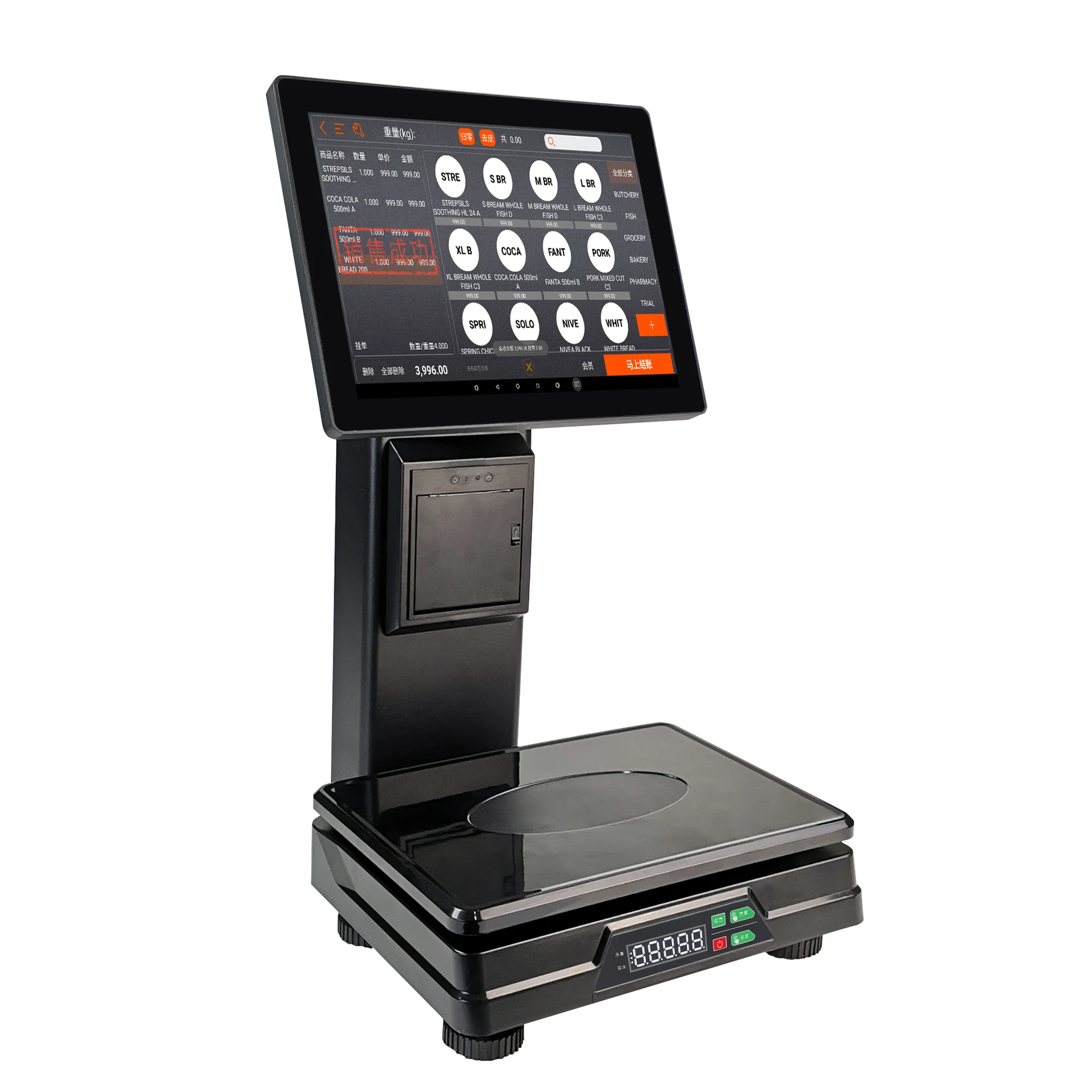 Heavy Industry Platform Digital Electronic Price Weighing POS Scale with Printer Barcode Labels For Supermarket