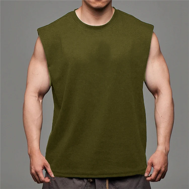 Fashion running workout gym vest men muscle fit gym wear cotton plain tank tops with logo