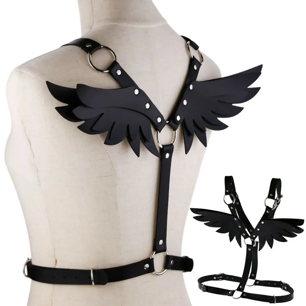 Halloween Leather Harness Angel Wing Bust BDSM Harajuku Lingerie Waist Belt Garter Erotic Waistband Harness Belts