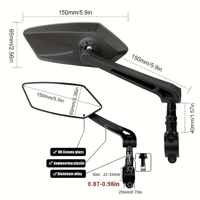 Motorcycle Rear View Mirror Bike Side Mirror Modified Universal Motorcycle Mirrors Rear View