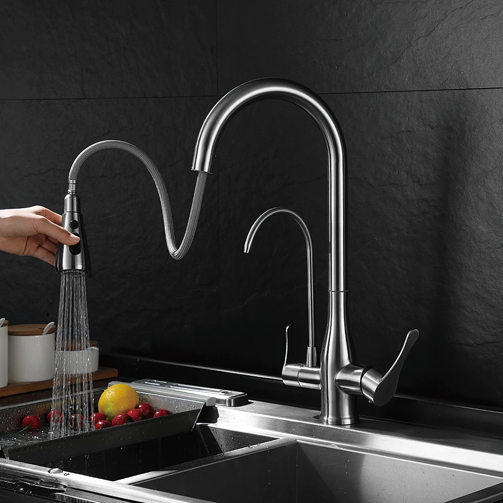 3 way pull out and drinking water kitchen tap head faucet sprayer with water filter faucet