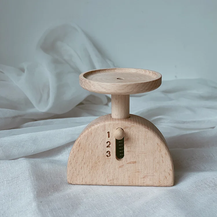 Montessori Educational Wooden Scale Toy For Kids Baby Scales Toy natural beech wood