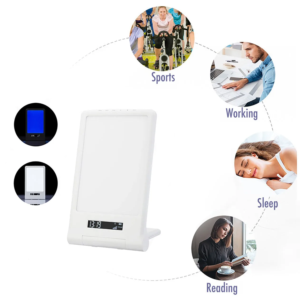 Foldable Sad Lamp Light Therapy Lamp With Sunrise Simulation Helps with Jet Lag & Shift Work Sleep Disorder