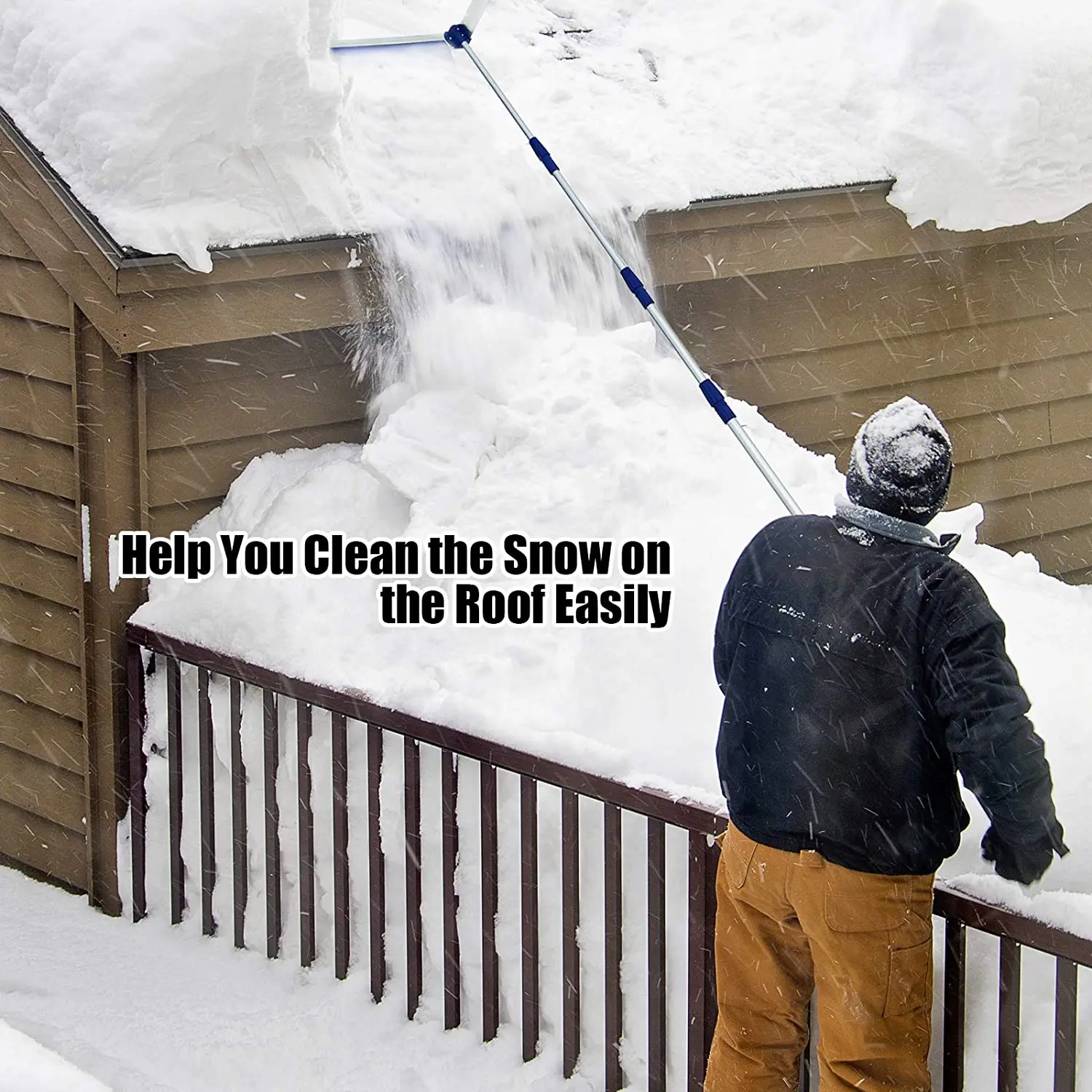 Extendable Snow Roof Rake for House Car Shelter with Tear-Resistant Snow Slide