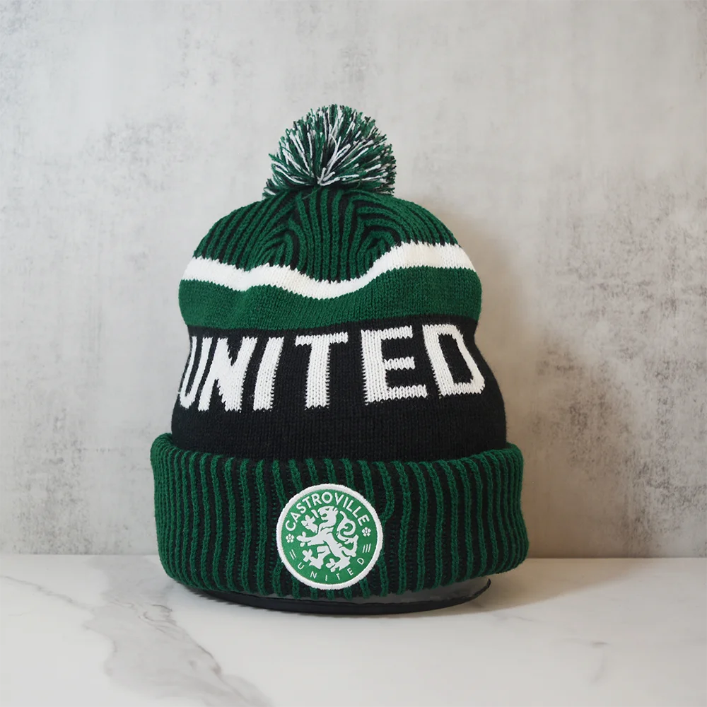 Manufacture designer knitted hats pom pom sport embroidered logo golf bobble hat custom beanie/ knit custom winter beanie