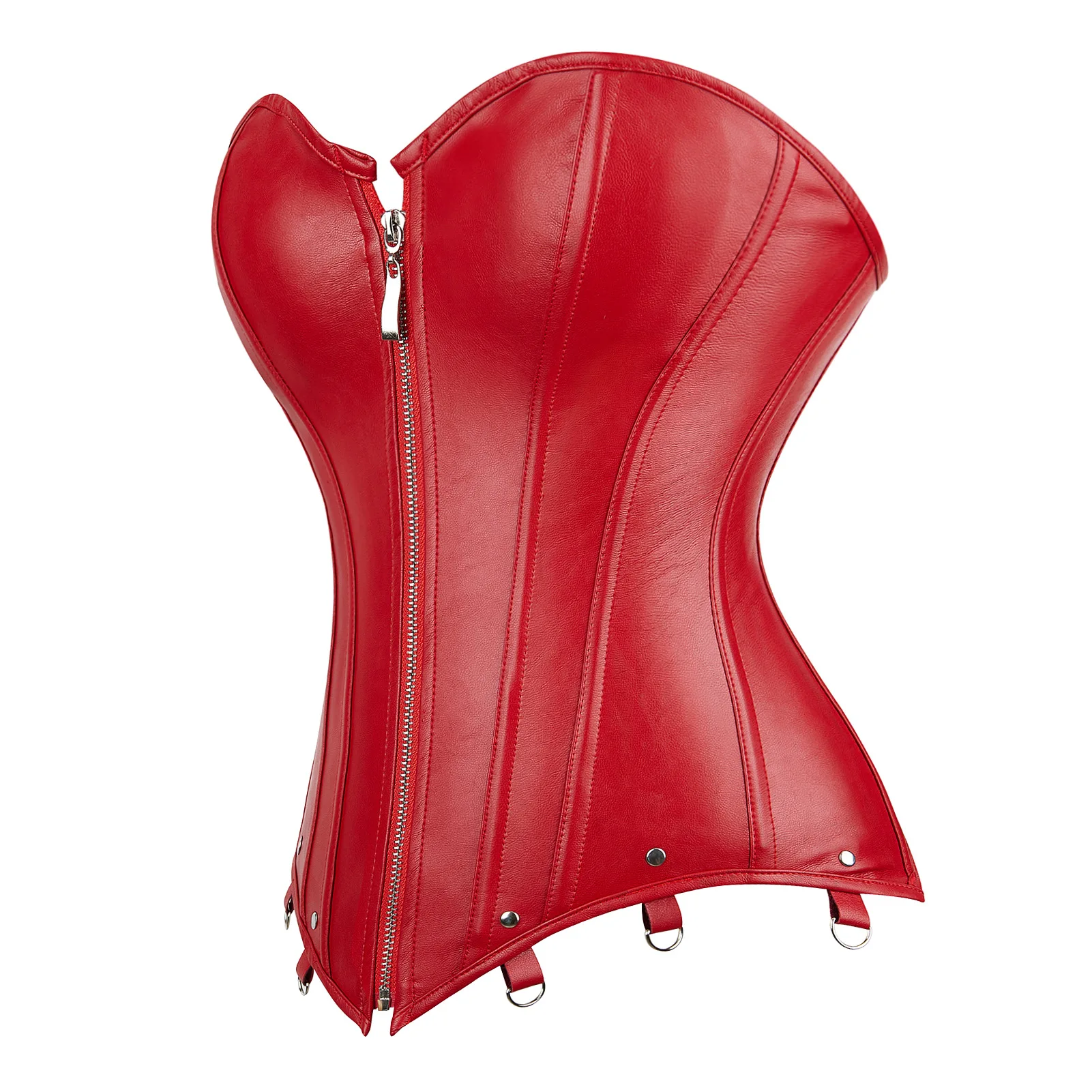 King Mcgreen Star Gothic Corsets For Women Steampunk Leather Bustier Sexy Lingerie Zipper Lace Up Waist Cincher Overbust Top