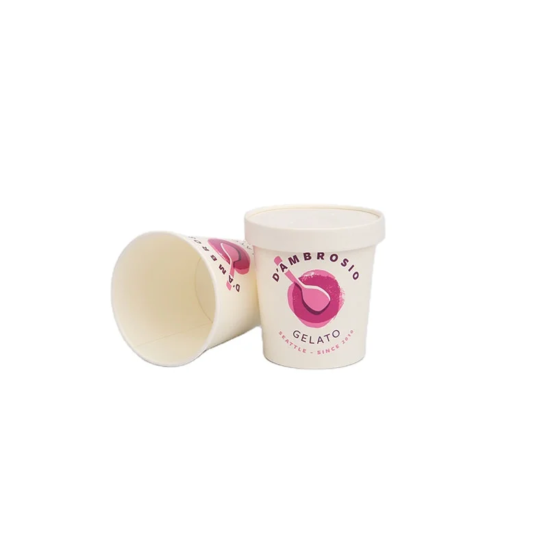 Food grade recycled disposable 100ml 150ml 500ml icecream papercup custom printed 3oz 5oz 8oz ice cream paper cups with lid