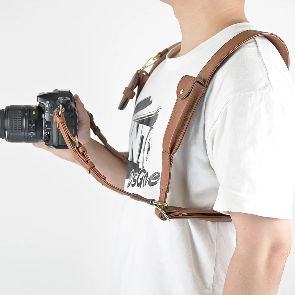 Best Quality Dual Camera Microfiber Leather Harness Strap 100% Shoulder  Camera Straps