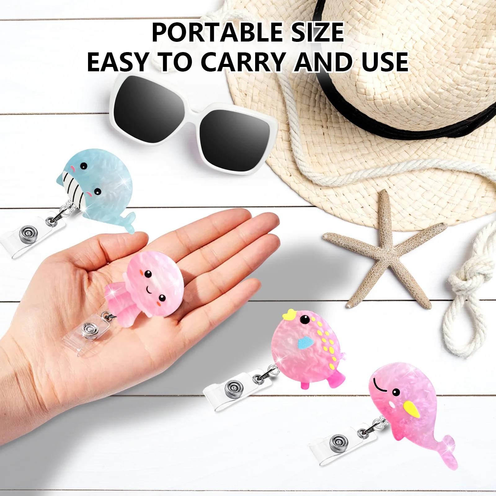 ABS Plastic Badge Reel Cute Octopus Dolphin Marine Animal Badge Holder Worker Clothing Decoration Nurse Office Gifts