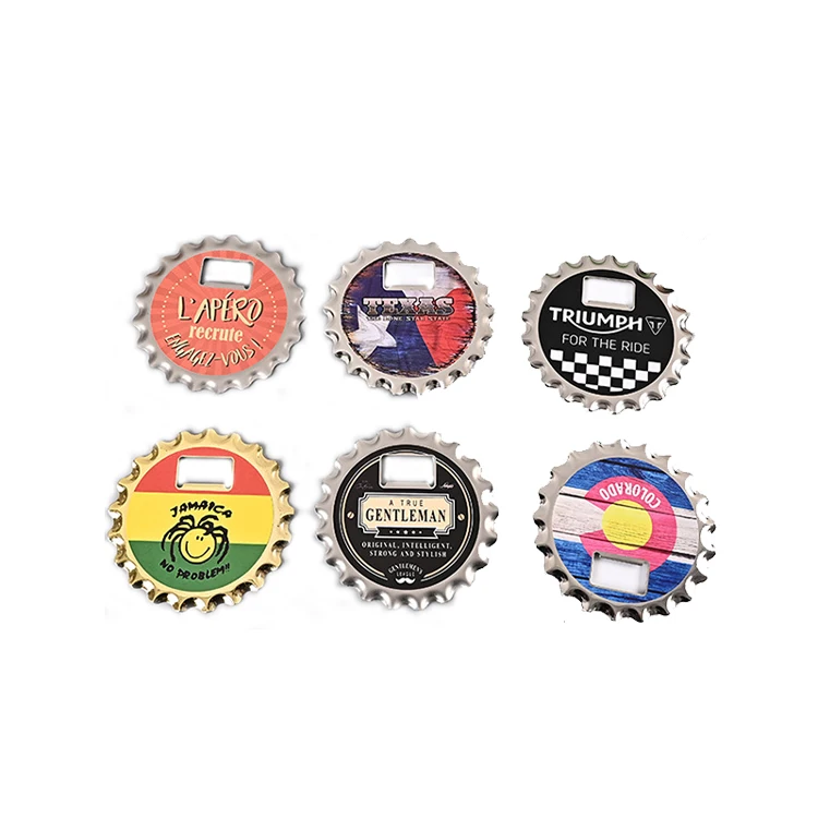 Customized custom shape metal beer cap bottle opener magnet