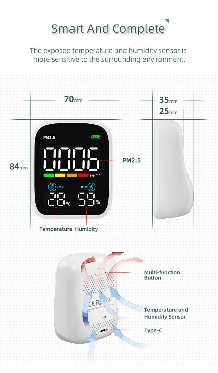 Mini Desktop PM2.5 Meter pm 2.5 sensor Air Quality Detector PM2.5 Dust Sensor Monitor For UK