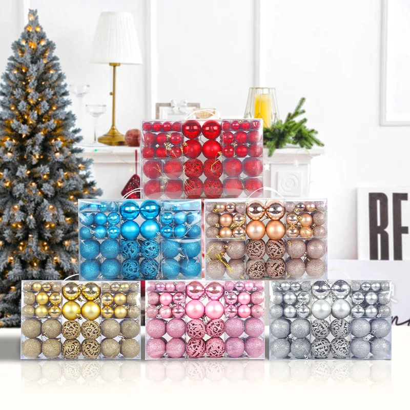 100 Pcs Christmas Ball Gift Box Tree Ornaments With 3-6cm Plastic