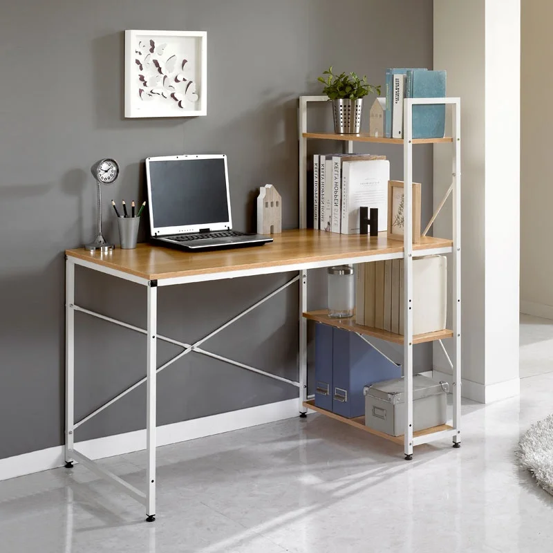 Home Office Wood Gaming Table PC Laptop Study Table Writing Workstation Corner Computer Desk with Shelves