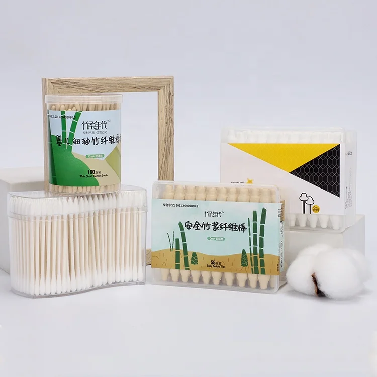 500PCS Paper Stick Earcotton Buds in PVC Box Cotton Bud Oem Cotton Swab 100% Pure Cotton Cleaning 720cartons 30% Deposit White