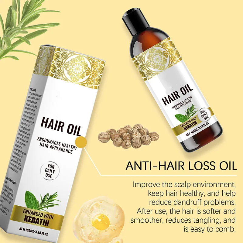 100% Organic Pure Hair Serum Oil Rosemary Castor Oil Private Label Wholesale Natural Hair Growth Oil