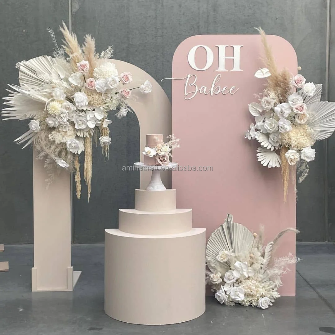 wedding supplies Cute Pink Castle Shape Hot Selling Wedding Arch Backdrop For Events