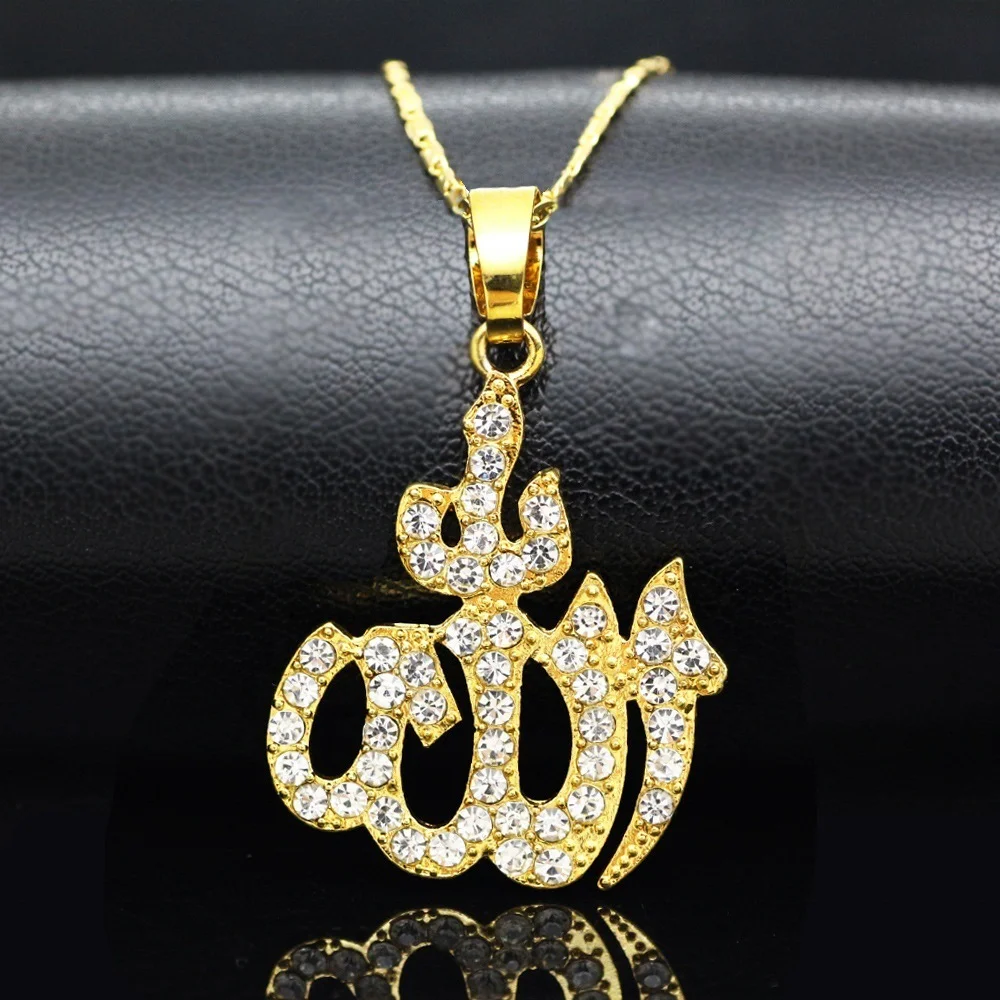 Fashion personality gold plated necklace 18k Muslim allah necklaces Old English Letter Zodiac Sign Necklace
