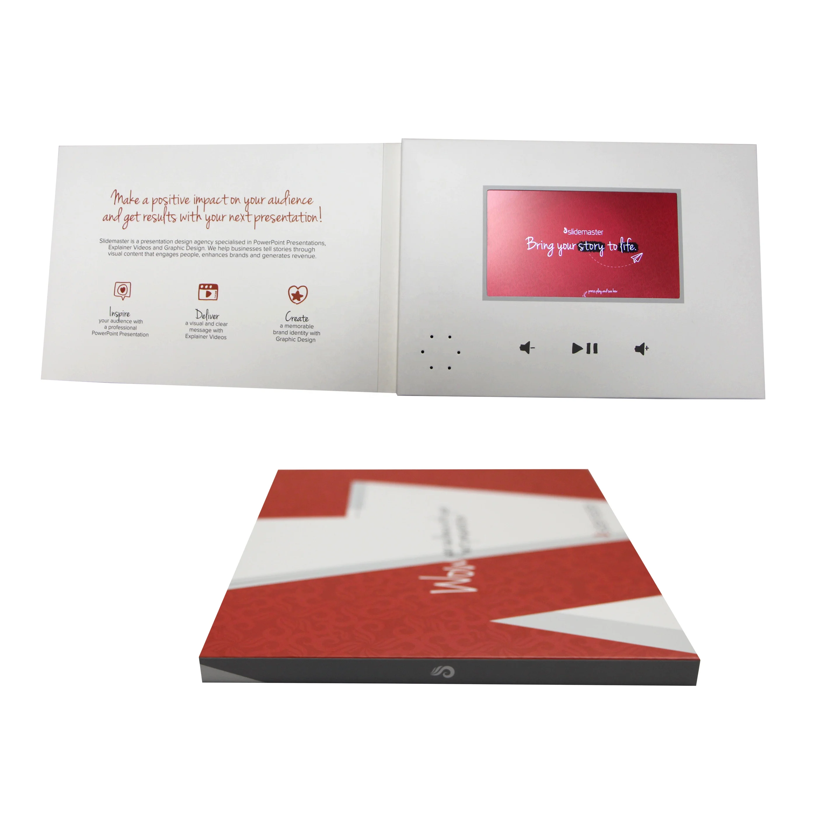 Unique design 7 inch lcd motion book  video brochure with professional manufacturer